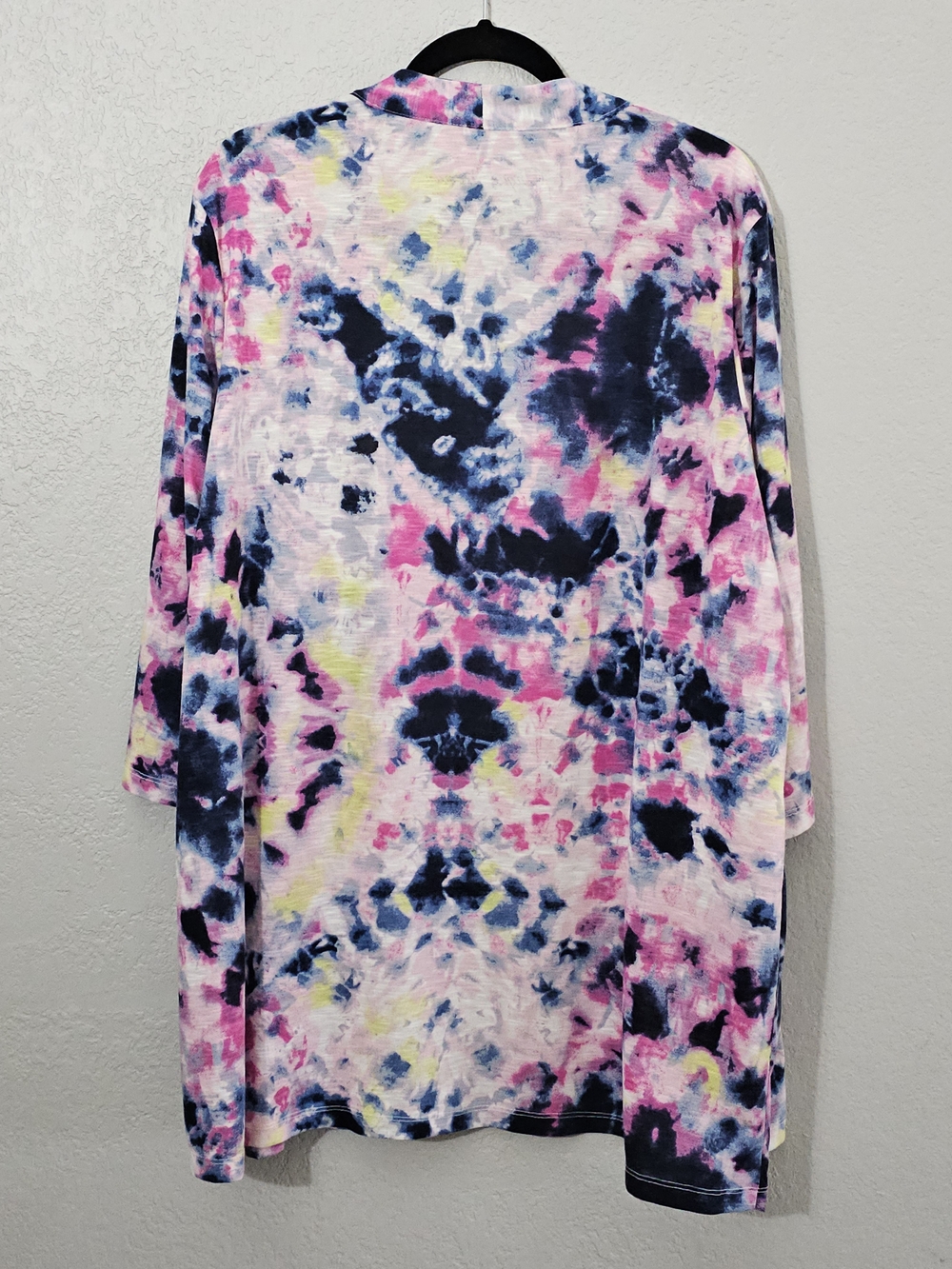 Onque Tie-Dye Open Front Kimono Multicolor Womens 2X Short Sleeve - Picture 7 of 9